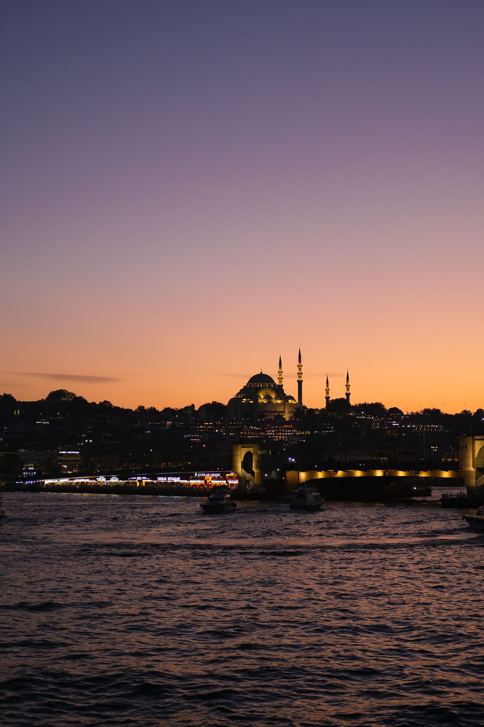 The Istanbul skyline and the Bosphorus in golden-hour light